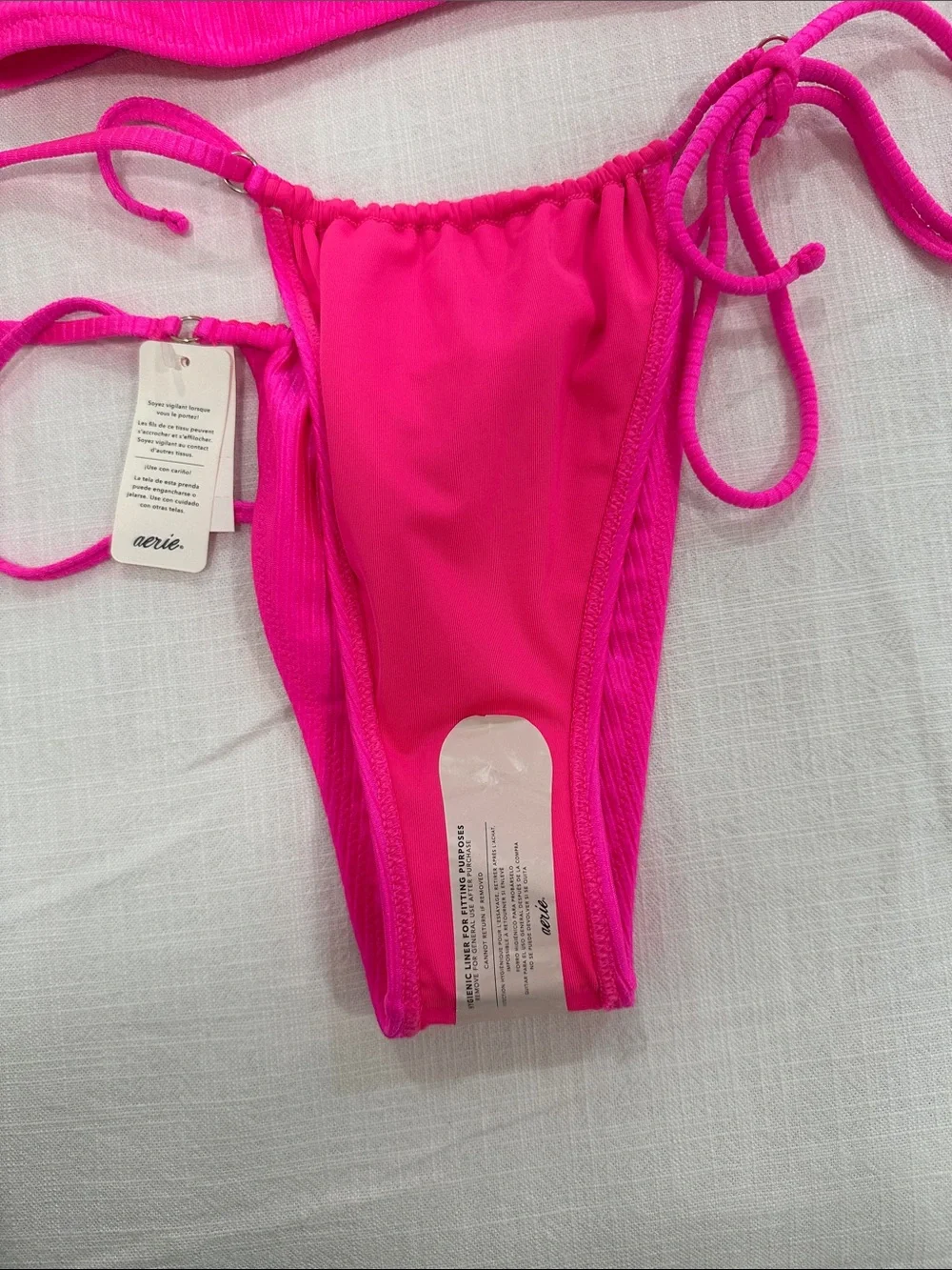 Aerie Shine Rib Miami Pink Bikini Set Size M – NWT